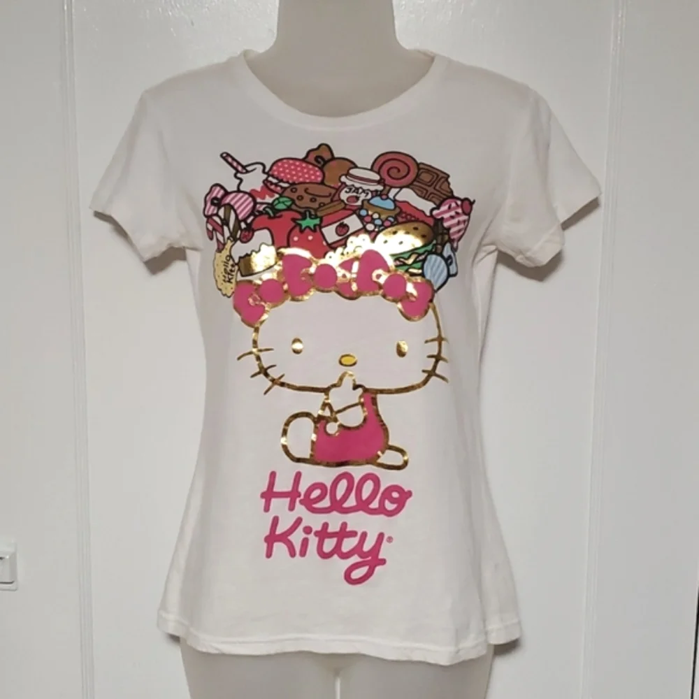 *rare* Hello Kitty gold sweets dual graphic tee sz s - Picture 4 of 9